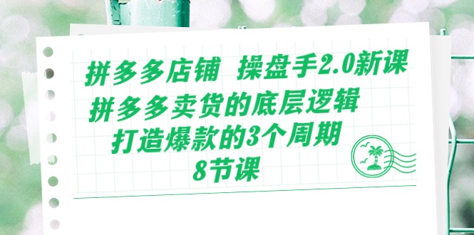 拼多多店铺操盘手2.0新课，拼多多卖货的底层逻辑，打造爆款的3个周期（8节）-727网创