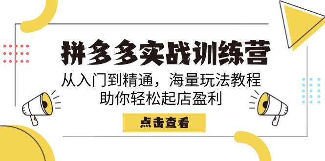 （14392期）拼多多实战训练营，从入门到精通，海量玩法教程，助你轻松起店盈利-727网创