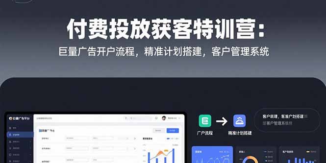 （15426期）付费投放获客特训营：巨量广告开户流程，精准计划搭建，客户管理系统-727网创