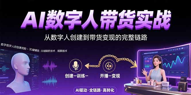 （15547期）AI数字人+带货实战：从数字人创建到带货变现的完整链路-727网创