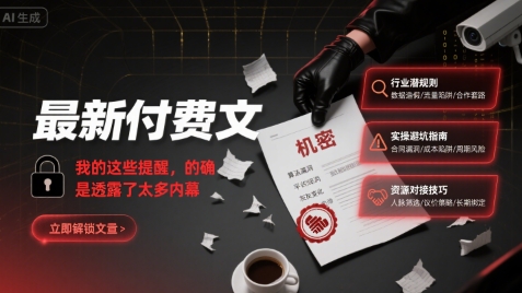 最新付费文：我的这些提醒，的确是透露了太多内幕-727网创