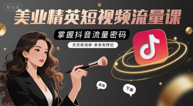 美业精英短视频流量课，掌握抖音流量密码，天天有询单，条条有转化-727网创