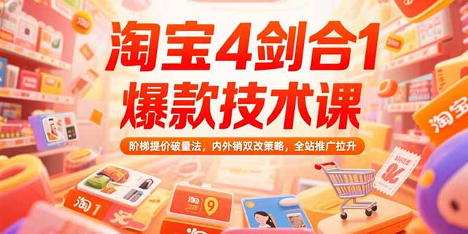 （15415期）淘宝4剑合1爆款技术课，阶梯提价破量法，内外销双改策略，全站推广拉升-727网创