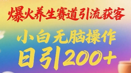 爆火养生赛道引流获客，小白无脑操作，日引200+-727网创