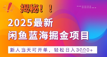 2025最新闲鱼蓝海掘金项目，新人当天可开单，轻松日入多张+的保姆级教程-727网创