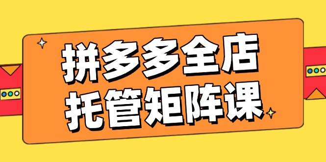 （14328期）拼多多全店托管矩阵课，盈利动销玩法，高效计划设置，提升店铺效益-727网创
