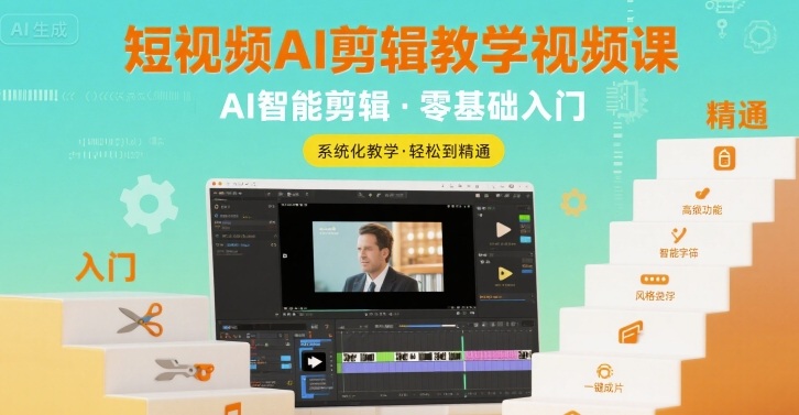 短视频AI剪辑教学视频课，入门到精通-727网创