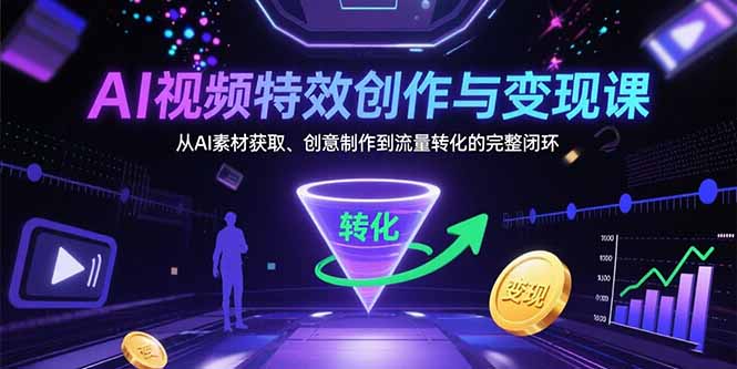 （15587期）AI视频特效创作与变现课：从AI素材获取、创意制作到流量转化的完整闭环-727网创