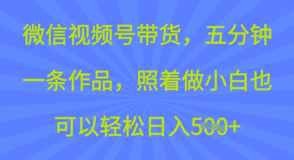 微信视频号带货，五分钟一条作品，照着做小白也可以轻松日入5张-727网创