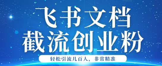 利用飞书文档截流创业粉轻松引流200+-727网创