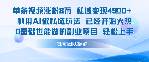 单条视频私域变现4.9k+利用AI做私域玩法 已经开始火热0基础也能做的副业项目轻松上手-727网创