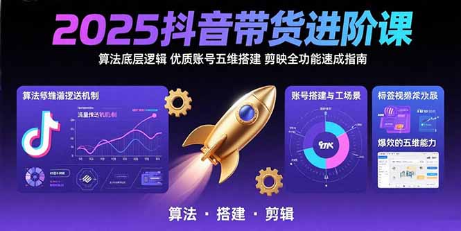 （15571期）2025抖音带货进阶课：算法底层逻辑,优质账号五维搭建,剪映全功能速成指南-727网创
