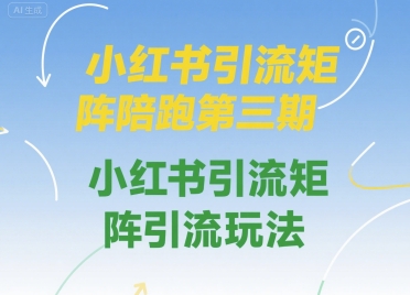 小红书引流矩阵陪跑第三期，小红书引流矩阵引流玩法-727网创