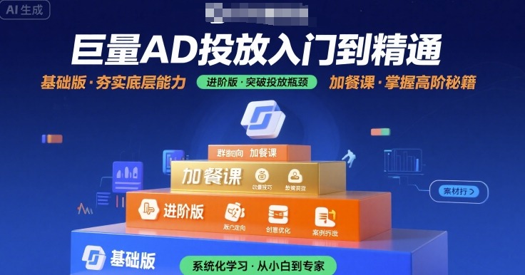 巨量AD投放入门到精通，基础版+进阶版+加餐课-727网创