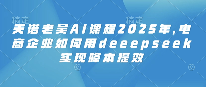 天诺老吴AI课程2025年，电商企业如何用deeepseek实现降本提效-727网创