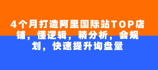 4个月打造阿里国际站TOP店铺，懂逻辑，精分析，会规划，快速提升询盘量-727网创