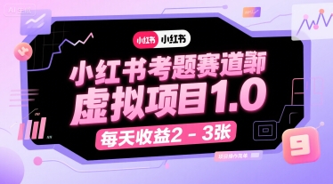 小红书考题赛道虚拟项目1.0，项目操作简单，每天收益2-3张-727网创