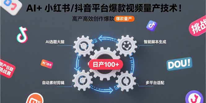 （15624期）AI+小红书/抖音平台爆款视频量产技术：高产高效创作爆款视频！-727网创