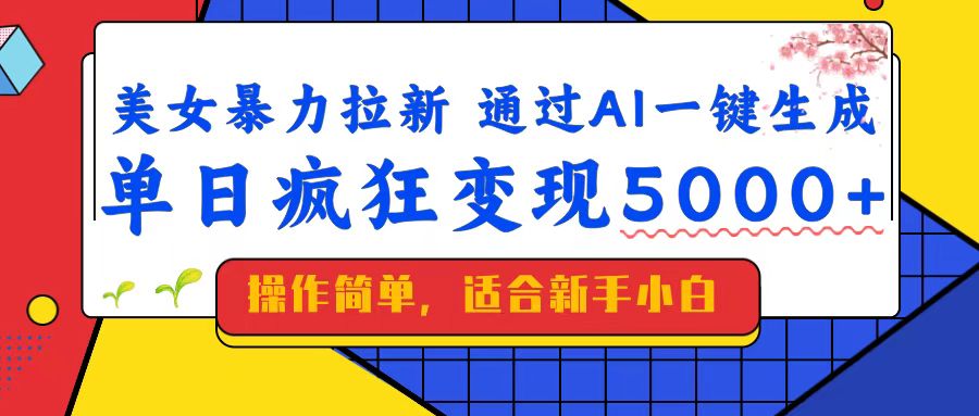 （14347期）美女暴力拉新，通过AI一键生成，单日疯狂变现5000+，纯小白一学就会！-727网创