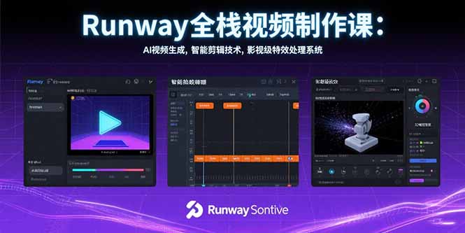 （15515期）Runway全栈视频制作课：AI视频生成，智能剪辑技术，影视级特效处理系统-727网创