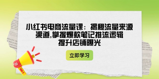 （14318期）小红书电商流量课：揭秘流量来源渠道,掌握爆款笔记推流逻辑,提升店铺曝光-727网创