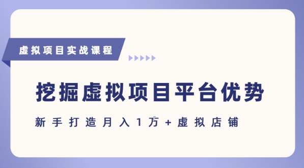 抓住虚拟项目各平台优势，新手轻松月入1W+(给出具体建议)-727网创