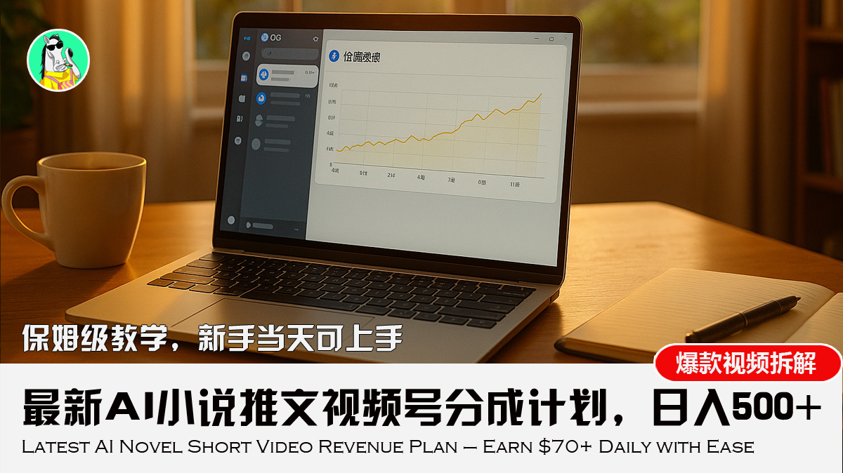 （15614期）最新AI小说推文视频号分成计划，新手小白也能当天日入500+教程-727网创