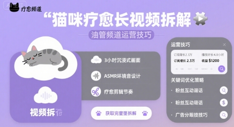 猫咪疗愈长视频拆解 &油管频道运营技巧-727网创