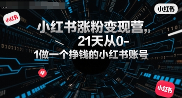 小红书涨粉变现营，21天从0-1做一个挣钱的小红书账号-727网创