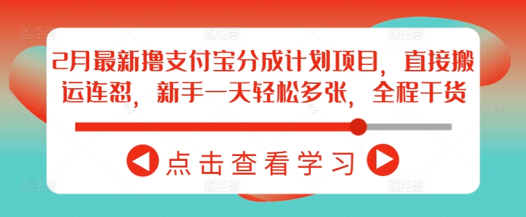 2月最新撸支付宝分成计划项目，直接搬运连怼，新手一天轻松多张，全程干货-727网创